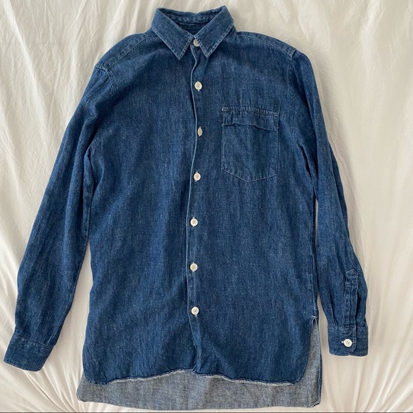 OUR LEGACY WORKSHOP RARE Japanese Hemp, Indigo & Mother Pearl Buttons Shirt S-L - Picture 3 of 11
